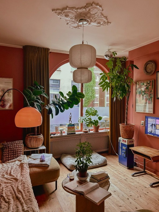 Bellissima grande lampada ad arco vintage in vero stile anni '70 / Space Age.