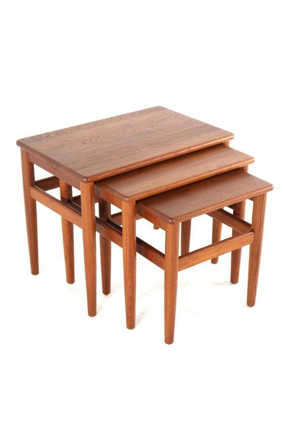 Set of 3 Danish Nesting Tables Side Tables Solid Teak Vintage Restored – Wood (photo 11 of 19)