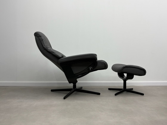 Stressless Sunrise Cross Poltrona + Poggiapiedi Grigio Come nuovo! – Poltrone relax, Pelle, Metallo (photo 2 of 15)