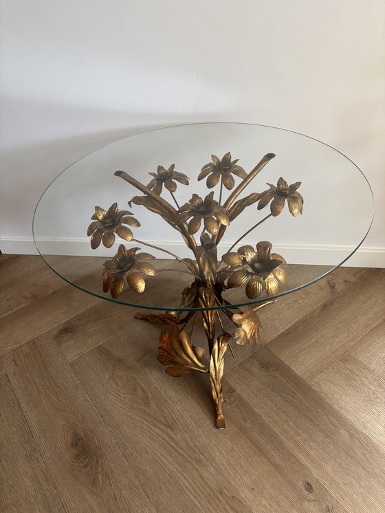 Image 1 of VINTAGE MESSING VERGULDE BIJZETTAFEL / SALONTAFEL HANS KÖGL