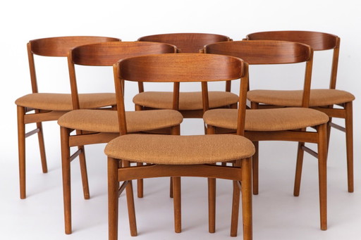 Set of 6 Danish Mid Century Dining Chairs – Farstrup Model 206, Teak Wood Chairs 1960s, Vintage Scandinavian Dining Chairs