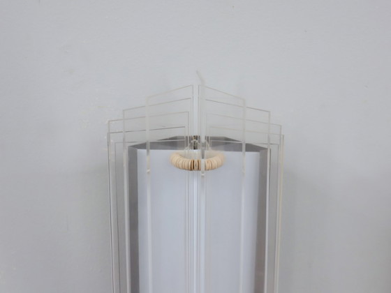 Image 1 of Set di 3 applique italiane a lama in cromo e acrilico anni '70