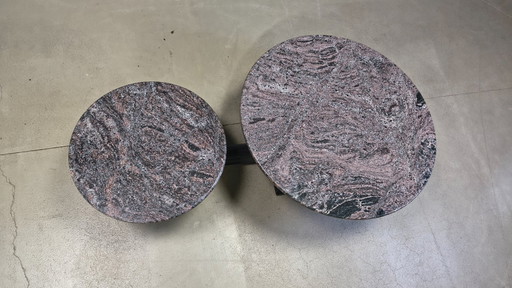 Two tier marble pivoting top coffee table by roche Bobois, 1980s