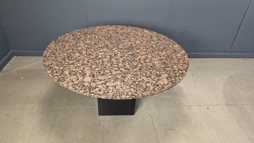 Vintage round granite center table, 1970s