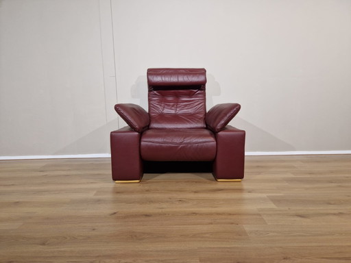 Montel Vintage Armchair Bordeaux Leather Adjustable