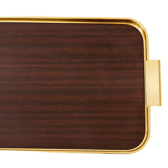 Image 1 of Vassoio vintage italiano di metà secolo in palissandro e ottone, stile Hollywood Regency anni '60
