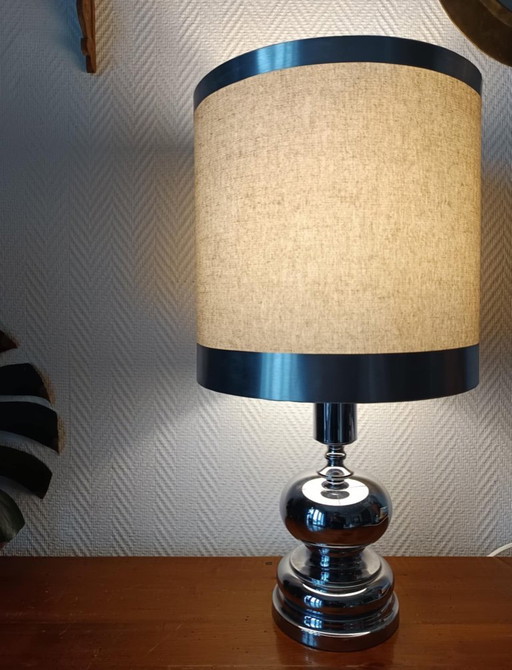 Chrome lamp in the style of Philippe Barbier, 1970