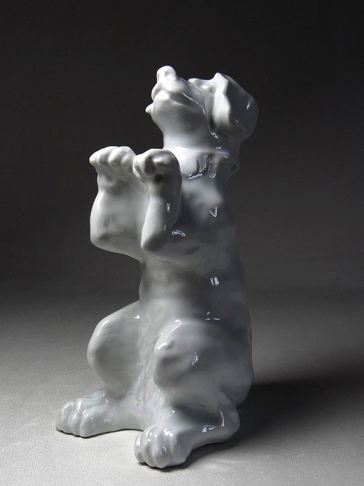 Fine White Porcelain Subject, Crazy Dog Making Beauty