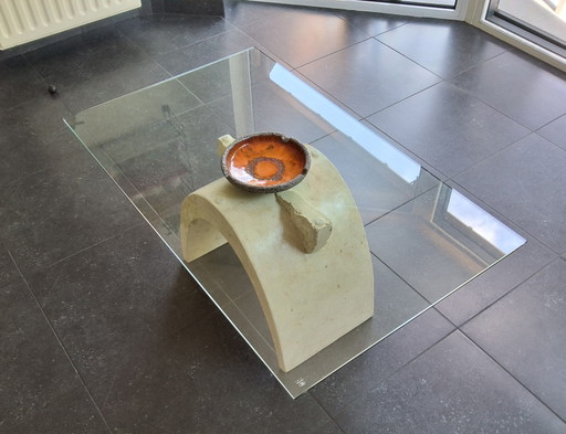Travertijnen salontafel jaren 80