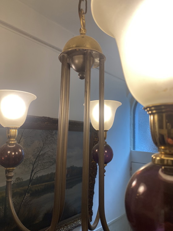 Image 1 of Lámpara de araña de cristal color gris plomo