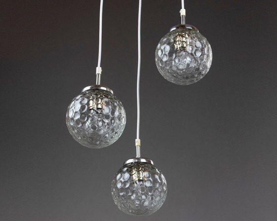 Image 1 of Dromerige cascadelamp, origineel uit de jaren 60/70, plafondlamp met 3 armen, chroom, vintage, mid-century, gerestaureerd