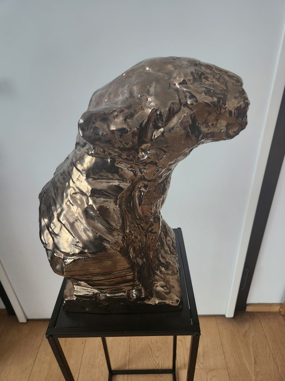 Image 1 of Villari - Large handmade porcelain bust of a Panther - Limited Edition 100/300 - 39 cm