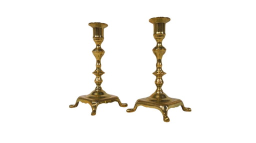 Juego de 2 candelabros vintage de latón – estilo clásico – color dorado