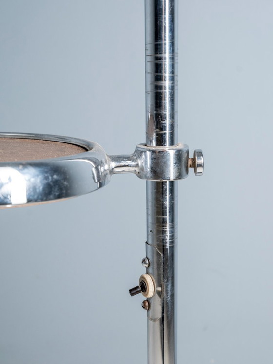 Image 1 of Functionalist Adjustable Chrome Floor Lamp, Czechoslovakia, 1930s