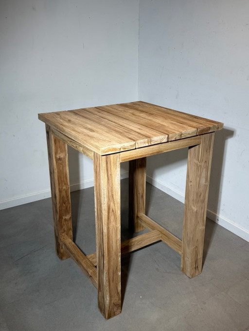 Mesa de bar exterior de teca maciza – 105 cm – Nueva – 80 x 80 cm – Alta calidad – tuintafels