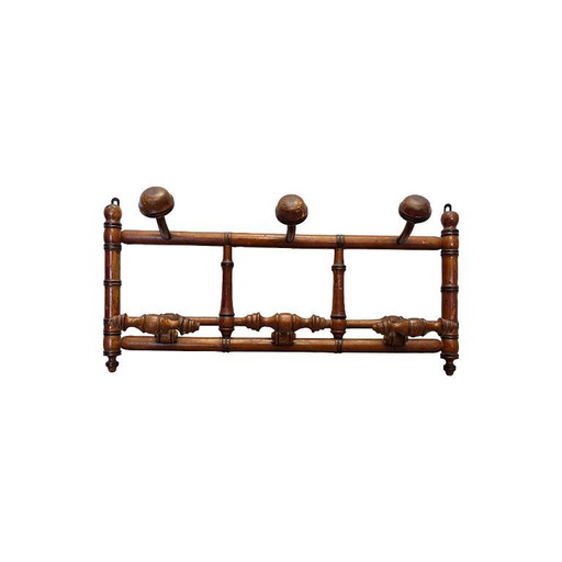 Antike französische Wandgarderobe aus Bambusimitat, um 1900