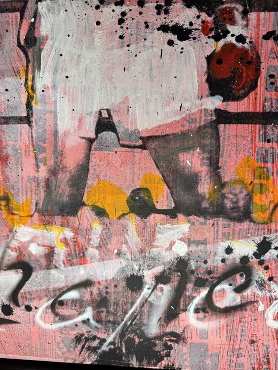 Image 1 of Ronald Chapeau - "Il più grande 1" - Muhammad Ali - Tecnica mista su tela incorniciata