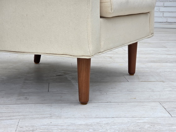 Image 1 of 1970er Danish Lounge Chair, Möbelwolle, Teakholzbeine