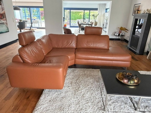 ROM1961 Radioso corner sofa 260x210x80 Cognac leather + recliner