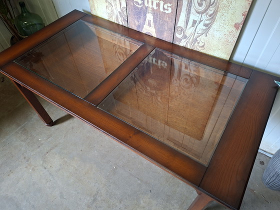 Image 1 of Tavolino espositivo classico con 2 cassetti, dimensioni: 150x75cm e altezza 80cm.