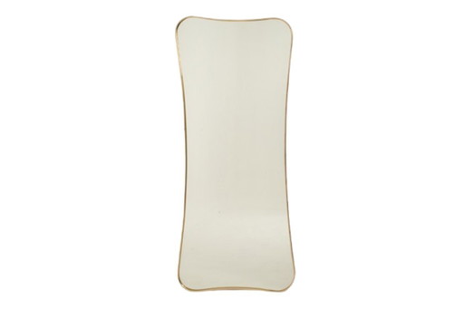Specchio in ottone dorato nello stile di Gio Ponti. Anni '80 o '90.