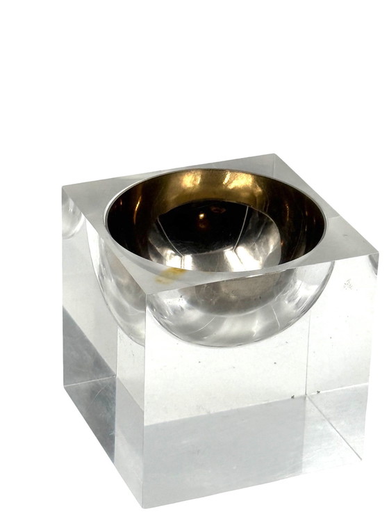 Image 1 of Ruimtetijdperk helder perspex asbak, Italië 1970