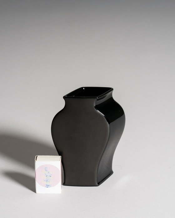 Image 1 of Tadao Amano for Rosenthal Studio-Line “Sakura” Vase Pair in Porcelaine Noire — Matte & Glossy Black, 1980s Germany / Japan