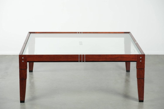 Image 1 of Vierkante Art Deco design salontafel van Schuitema uit de Decoforma serie met een glazen blad