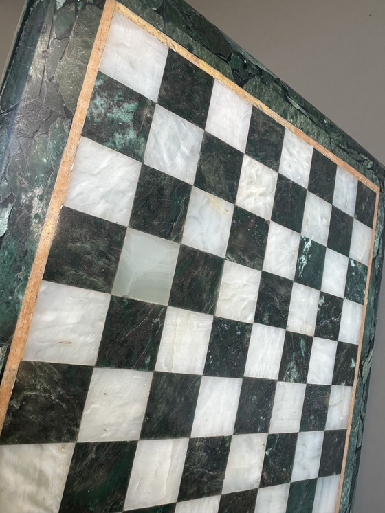Image 1 of Vintage Marble Chess Set Malachite Natural Stone Onyx Green Chessboard