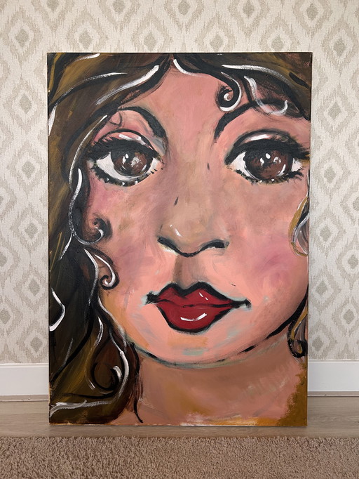 Schilderij acryl op katoen 100 x 70