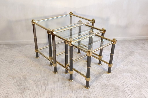 Roche Bobois – Set of three gold nesting tables, 1980s