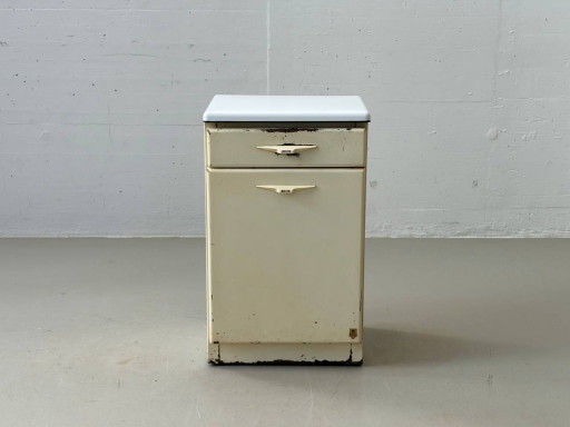 Industrial steel sheet chest of drawers by R. Daurat, France, 1950s