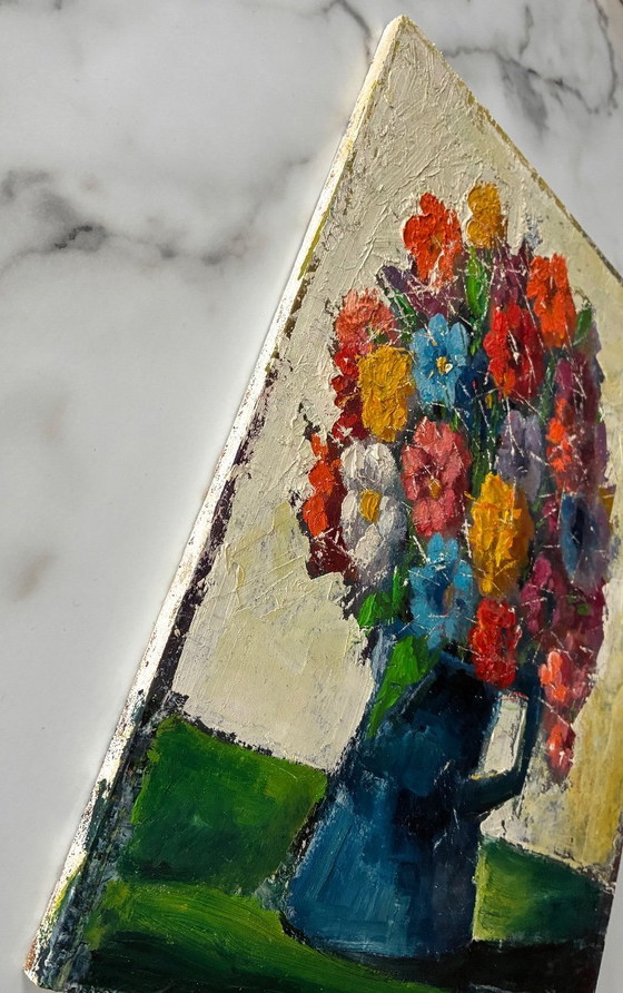 Image 1 of Small acrylic painting with palette knife, bouquet of flowers