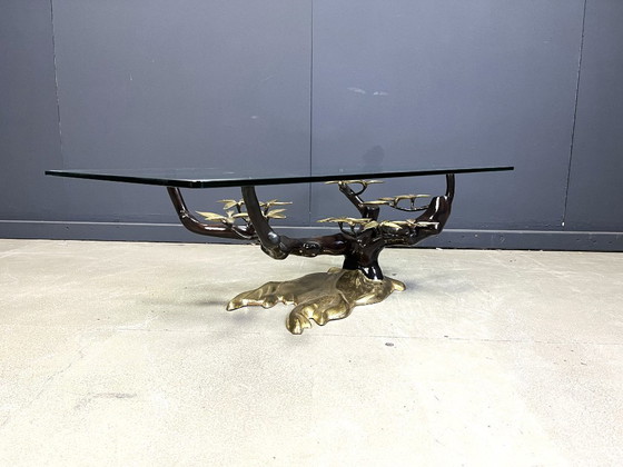 Image 1 of Tavolino da caffè vintage in ottone a forma di bonsai di Willy Daro, anni '70