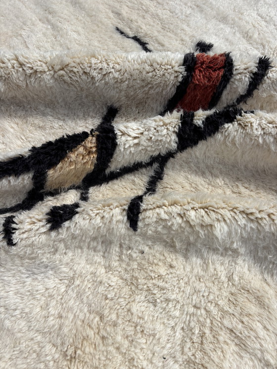 Image 1 of Weißer marokkanischer Mrirt Teppich 200x310 cm, Modernes Interieur Wohnzimmerteppich, Authentischer marokkanischer Teppich