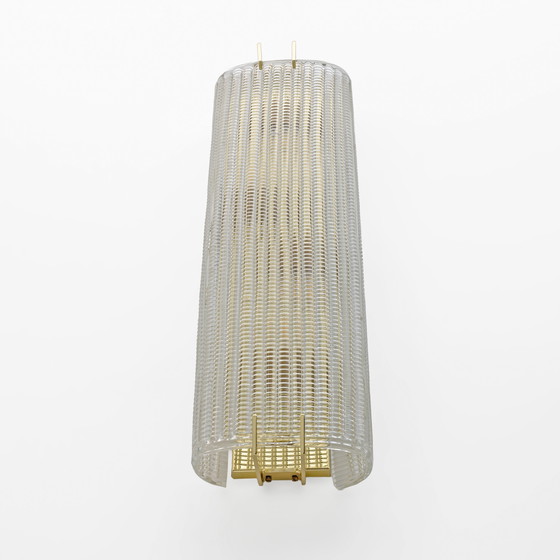 Image 1 of Coppia di applique da parete moderne in ottone italiano e vetro di Murano testurizzato