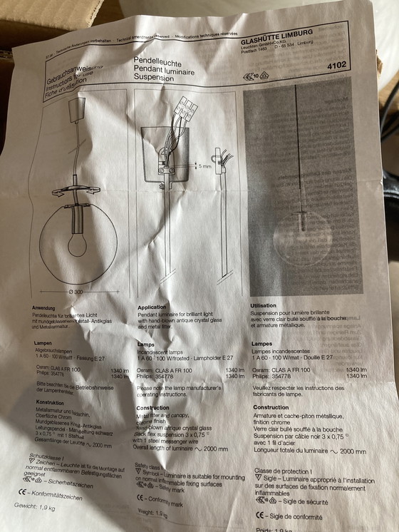 Image 1 of 2 Glashütte Limburg Bol Lampen Neu aus altem Lagerbestand