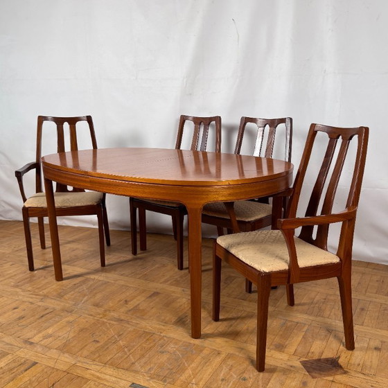 Image 1 of Set di 6 sedie da pranzo vintage in teak Nathan, anni '70 - British Mid-Century Modern