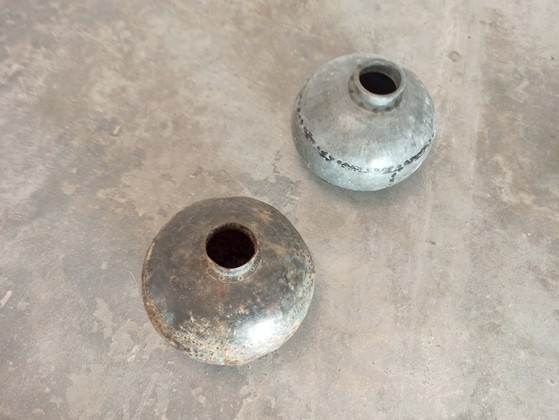 Image 1 of 2 X vintage metal jugs vases
