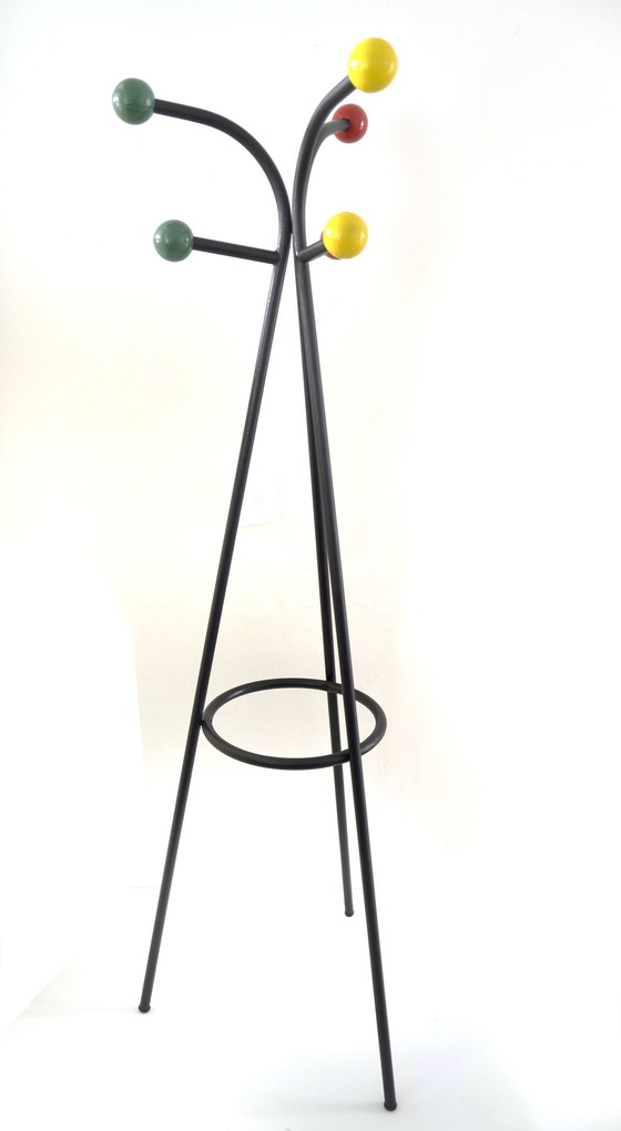 Image 1 of Large free standing coat rack colourful design by Roger Feraud, 1950s
vintage