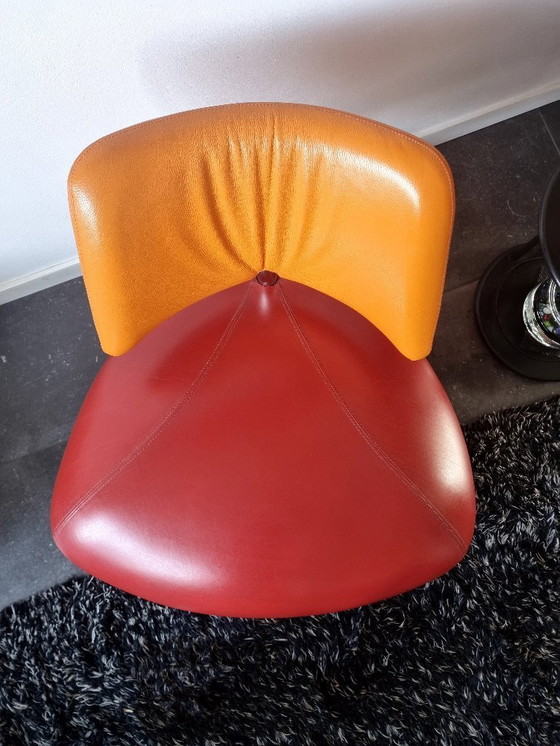 Image 1 of Leolux Palone en cuir rouge et orange doux