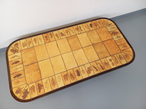 Image 1 of Vintage Roger Capron Dark Wood and Vallauris Ceramic Coffee Table from the 60s and 70s