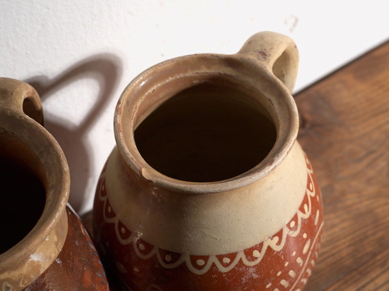 Pair of Antique Glazed Ceramic Jugs, Central Europe, circa 1920, Crockery, Blue (photo 2 of 13)