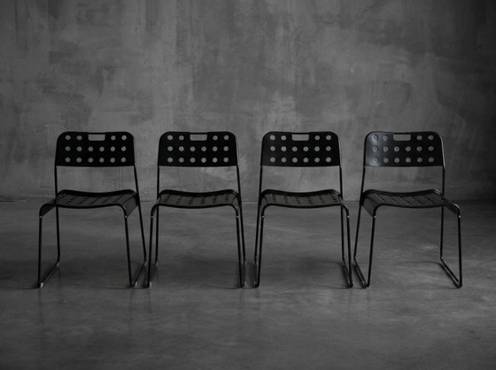 4 Original Vintage Black Omstak Chairs by Rodney Kinsman (Black Frame) – Bieffeplast, Dining chairs, Metal (photo 2 of 21)