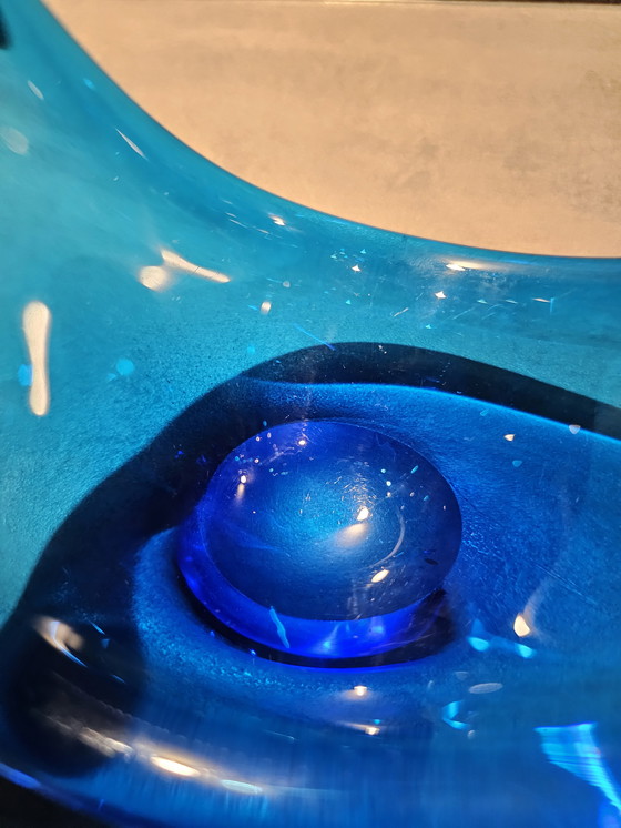 Image 1 of Ciotola scultura in corno di vetro spagnolo blu in stile Murano Viartec