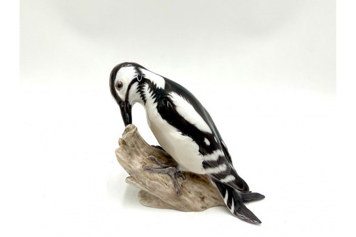 Porcelain woodpecker figurine, Bing & Grondahl, Denmark, 1970s/80s.
