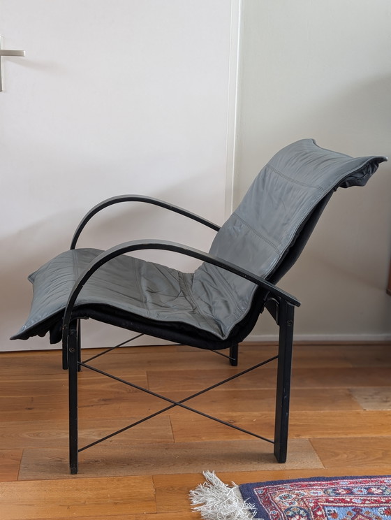 Image 1 of Vintage 1980 Tord Bjorklund Polhem IKEA fauteuil stoel grijs leder