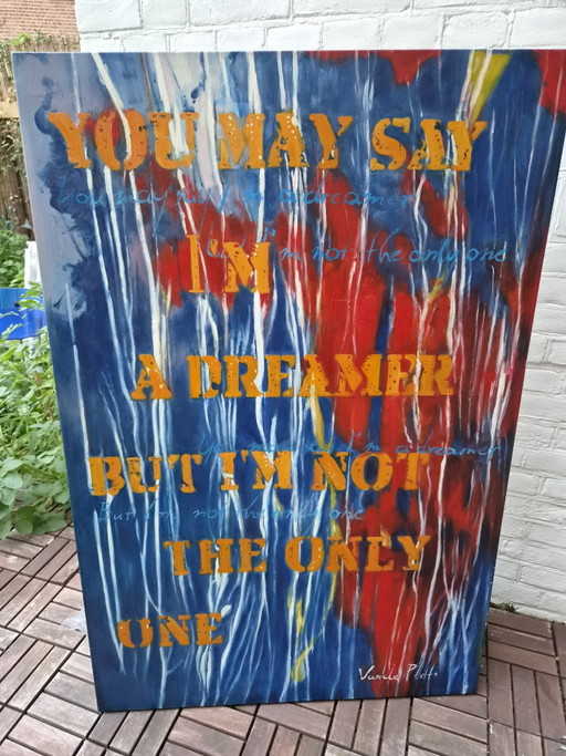 'Image' Text Painting John Lennon Art 80 X 121 Cm. – schilderijen tekeningen, Canvas, Wood