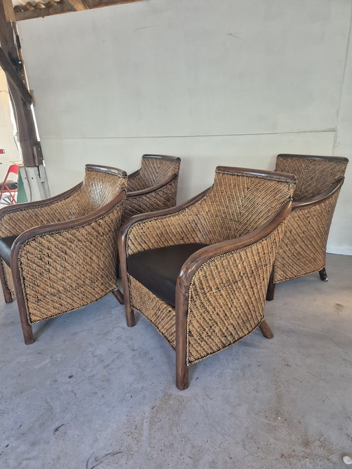 4 sillones vintage art deco de estilo colonial