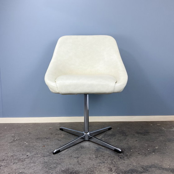 Image 1 of Swivel cocktail chair, chrome and imitation leather, 70s, vintage